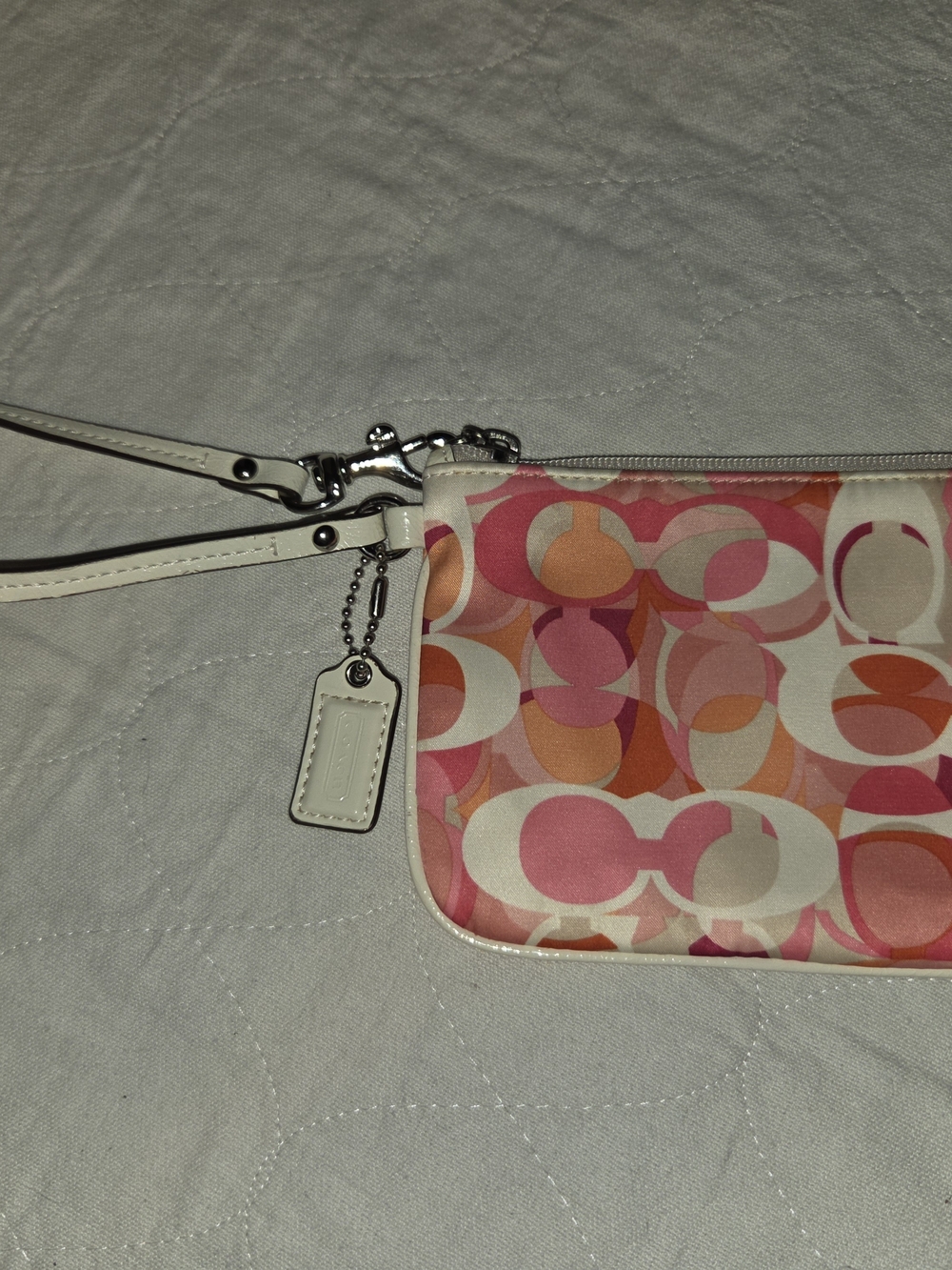 Coach Signature C Pattern Pink & Orange Wristlet